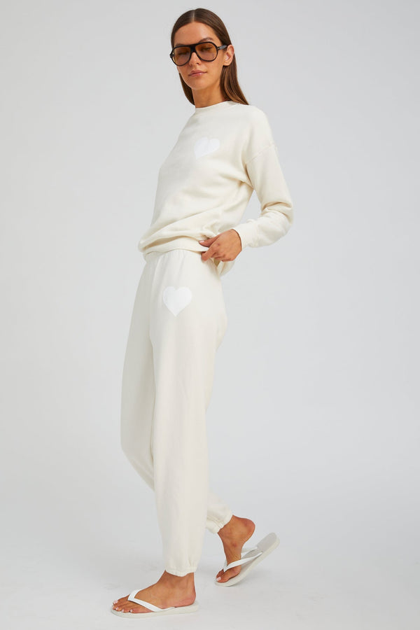 Sprwmn Creme With White Heart Sweatpants Creme