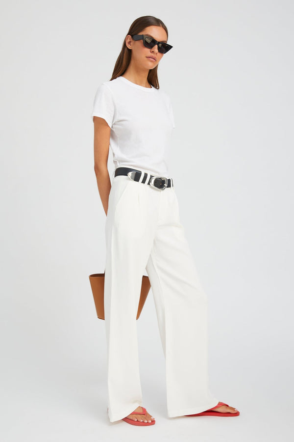 Sprwmn Crepe Pleated Trousers White