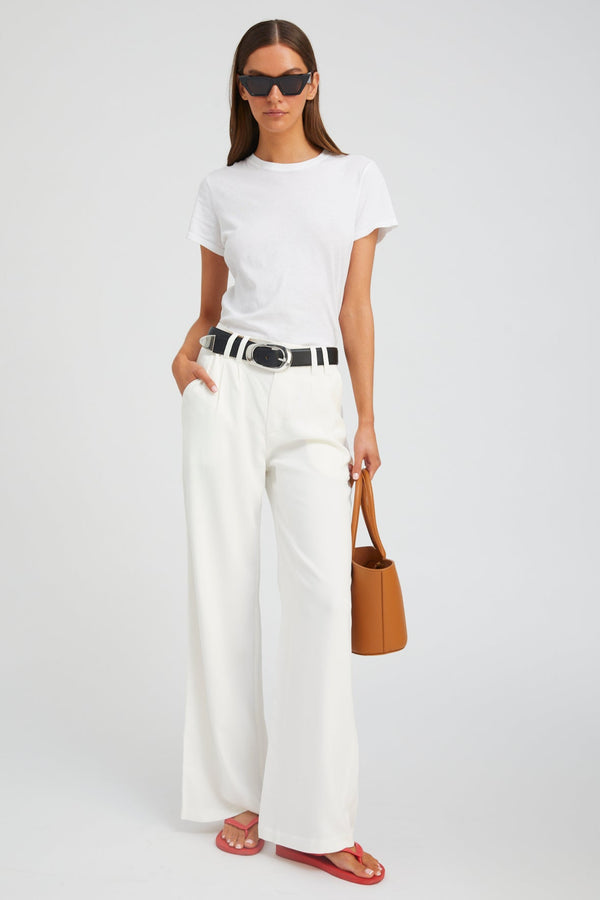 sprwmn Crepe Pleated Trousers White