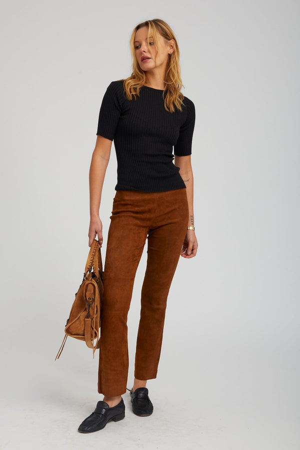 Sprwmn Dark Cognac Suede Ankle Flare DARK COGNAC