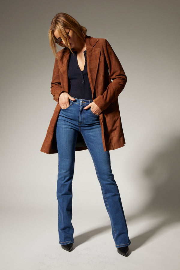 Sprwmn Dark Cognac Suede Long Blazer