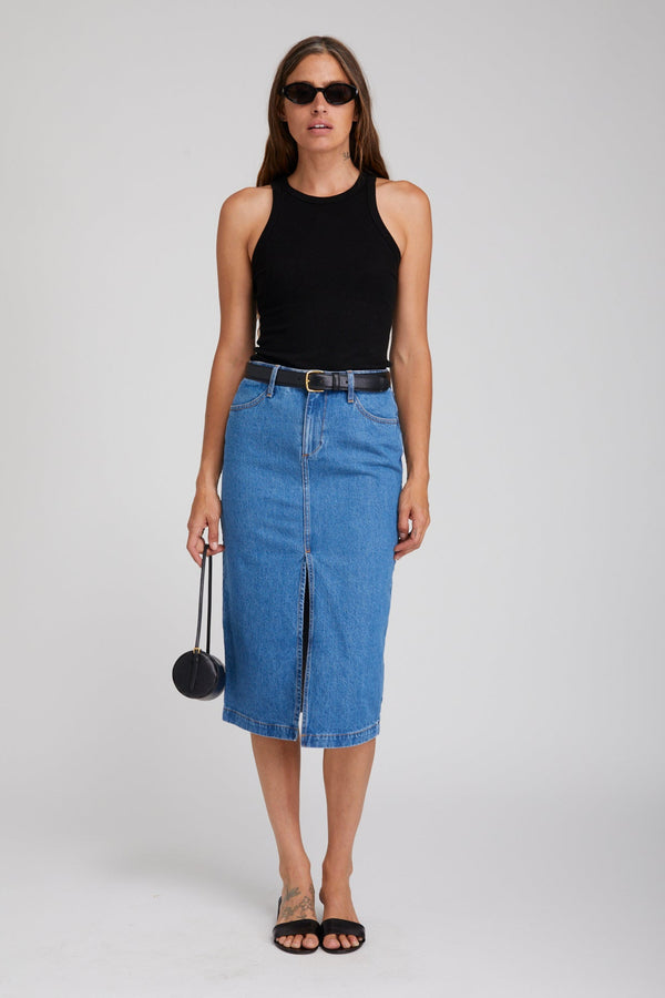 Sprwmn Denim A-Line Pencil Skirt Coco