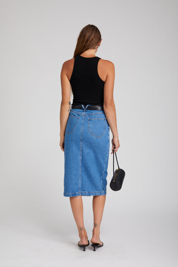 Sprwmn Denim A-Line Pencil Skirt Coco