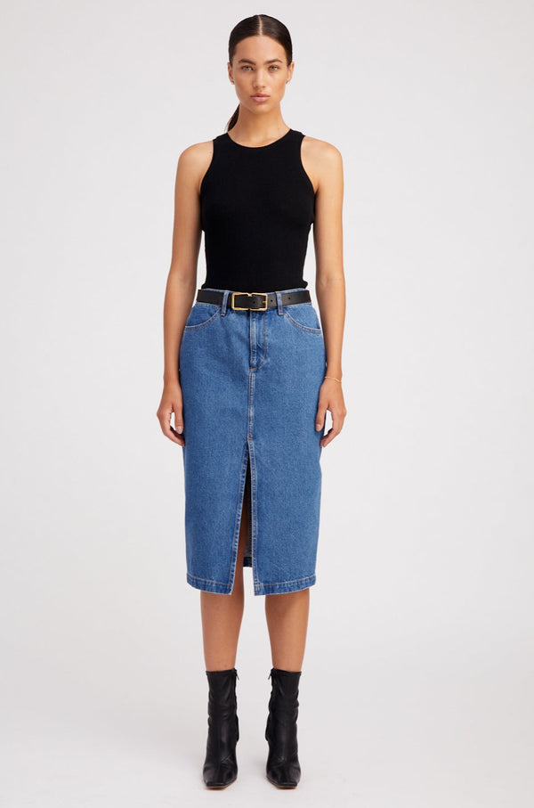 Sprwmn Denim A-Line Pencil Skirt Coco
