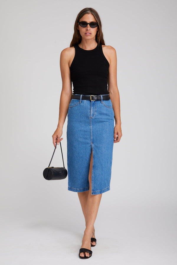 sprwmn Denim A-Line Pencil Skirt Coco