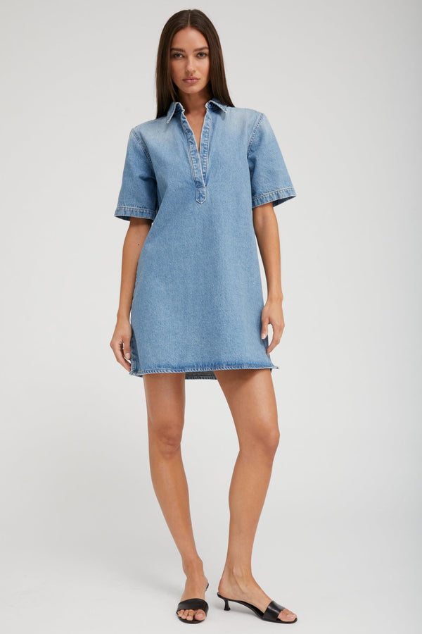 Sprwmn Denim Mini Henley Dress Paradis