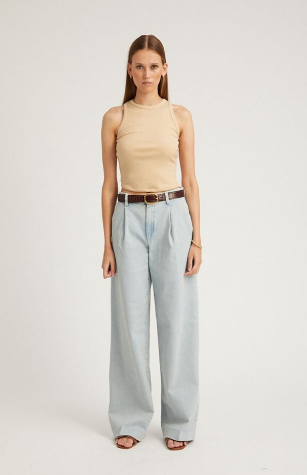 Sprwmn Denim Pleated Trousers Bruni