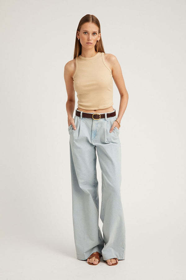 sprwmn Denim Pleated Trousers Bruni