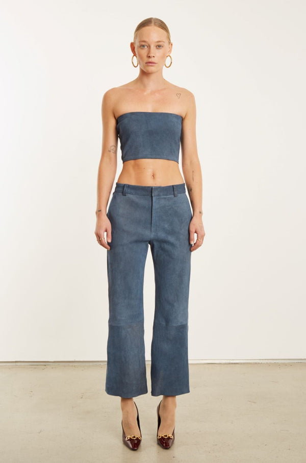 Sprwmn Denim Suede Micro Tube Top Denim