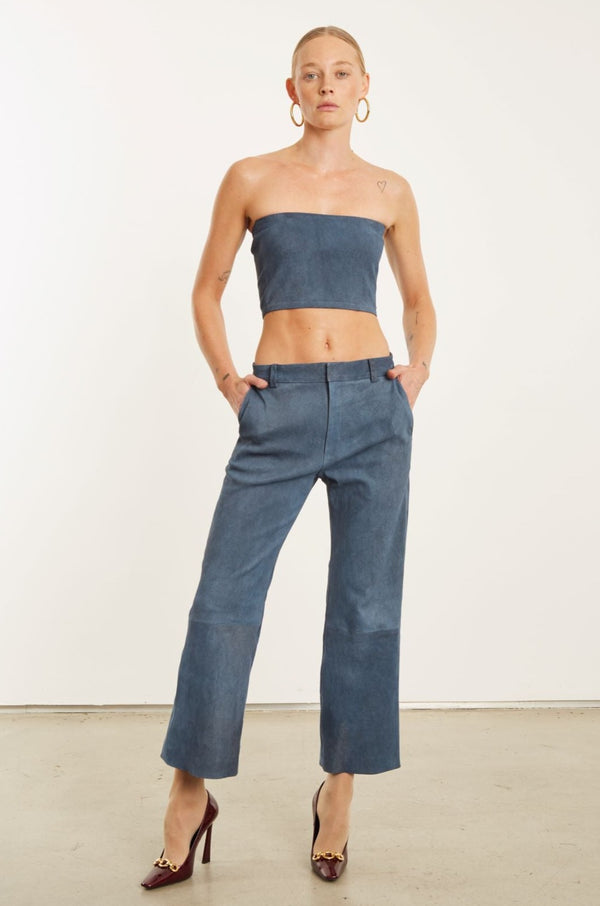 Sprwmn Denim Suede Micro Tube Top Denim