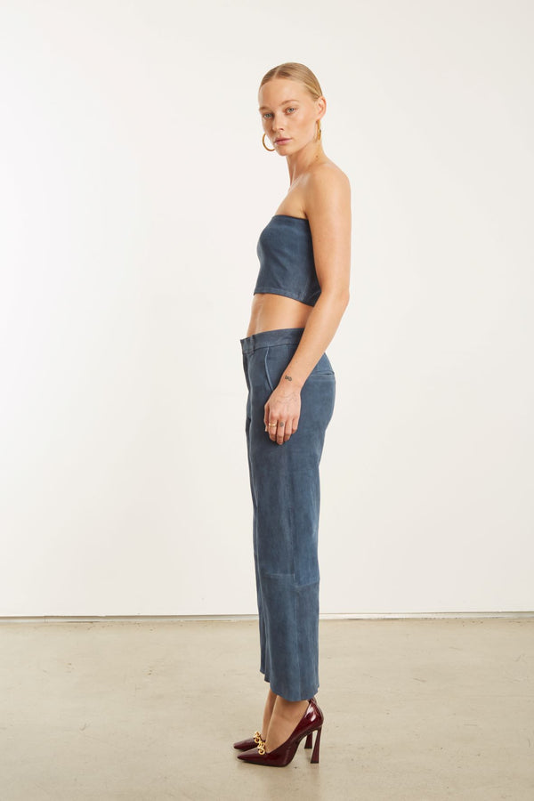 Sprwmn Denim Suede Micro Tube Top Denim