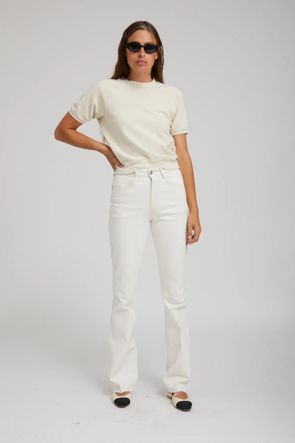 Sprwmn Earhart Vintage White Micro Flare Denim