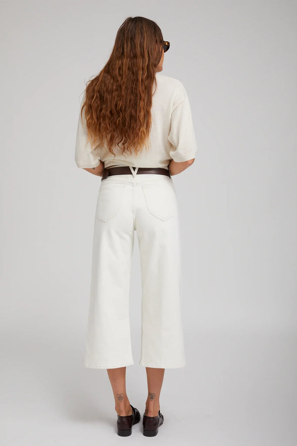 Sprwmn Earhart White Denim Culotte Pants