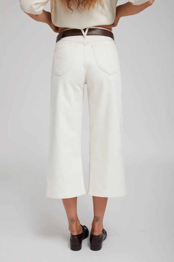 Sprwmn Earhart White Denim Culotte Pants