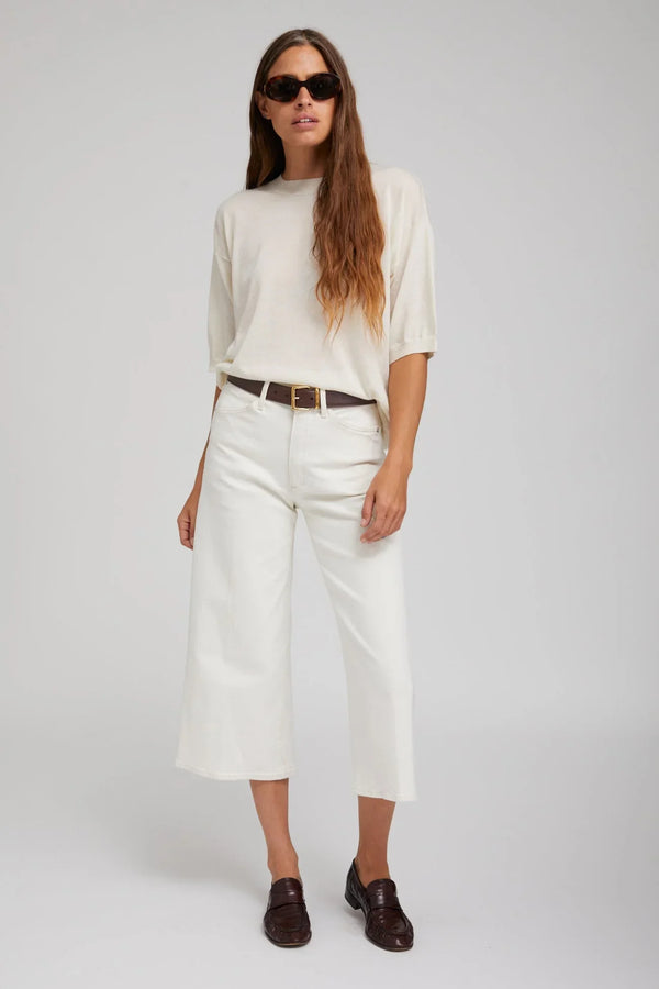 sprwmn Earhart White Denim Culotte Pants