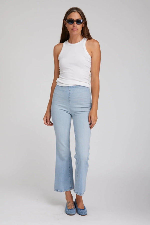 sprwmn Francoise Crop Flare Denim Leggings
