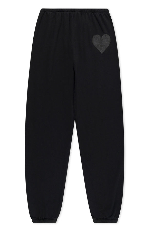 Sprwmn Glossy Black Heart Sweatpants Black
