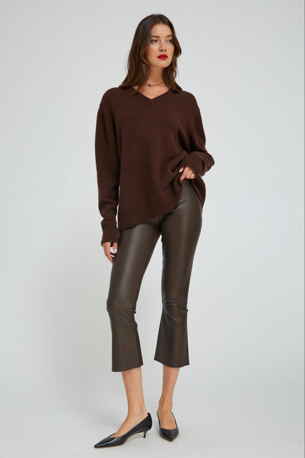 sprwmn Grace Leather Crop Flare Americano