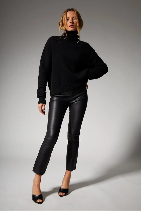 Sprwmn Grace Leather Crop Flare Black