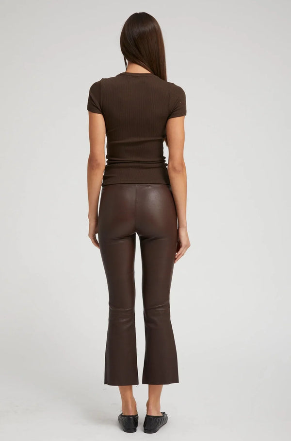 Sprwmn Grace Leather Crop Flare Dark Chocolate