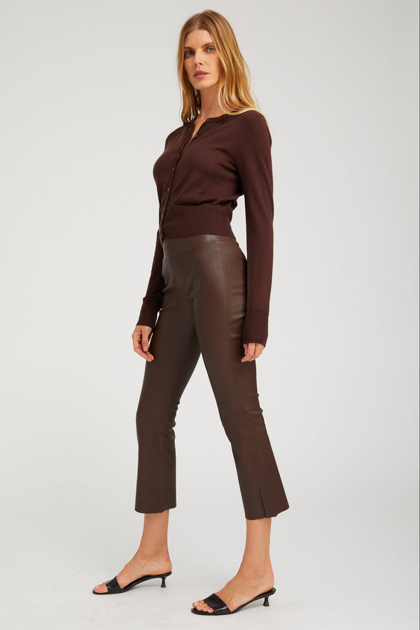 Sprwmn Grace Leather Crop Flare MILK CHOCOLATE