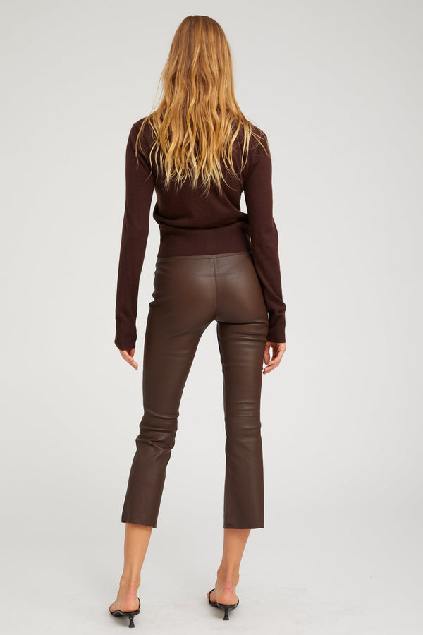 Sprwmn Grace Leather Crop Flare MILK CHOCOLATE