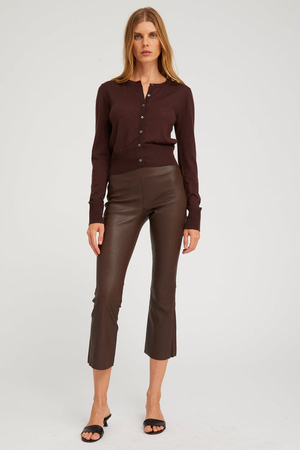 sprwmn Grace Leather Crop Flare MILK CHOCOLATE