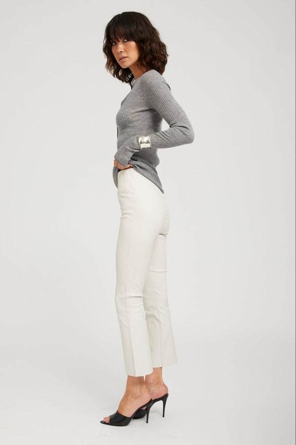 Sprwmn Grace Leather Crop Flare SHELL