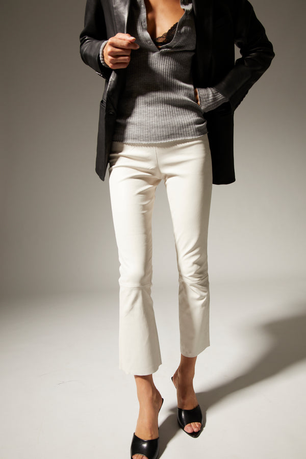 Sprwmn Grace Leather Crop Flare SHELL