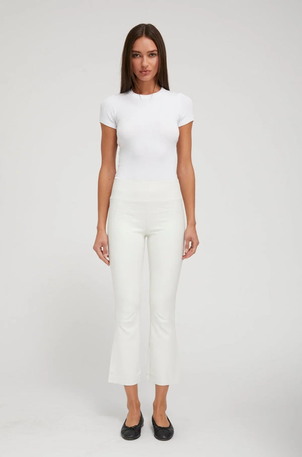 sprwmn Grace Leather Crop Flare White