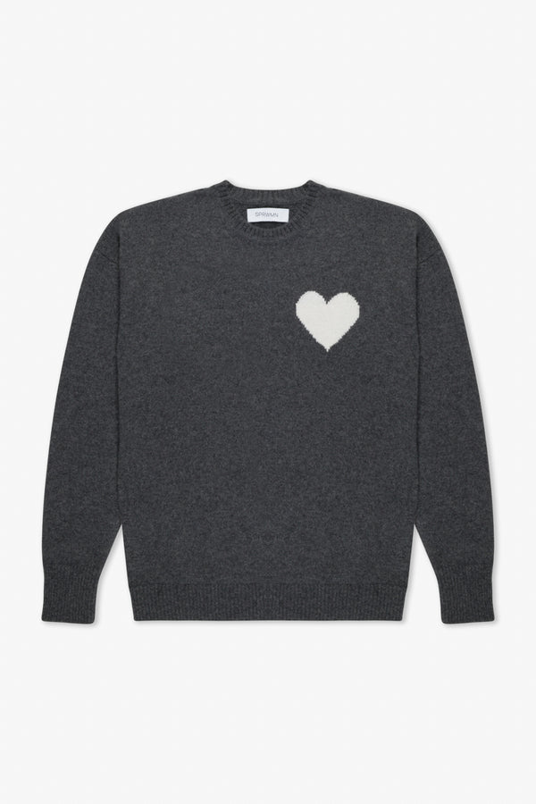Sprwmn Grey Cashmere Heart Logo Sweatshirt GREY