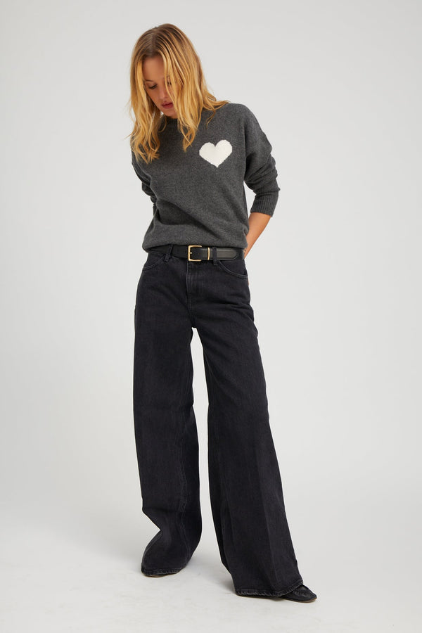 Sprwmn Grey Cashmere Heart Logo Sweatshirt GREY