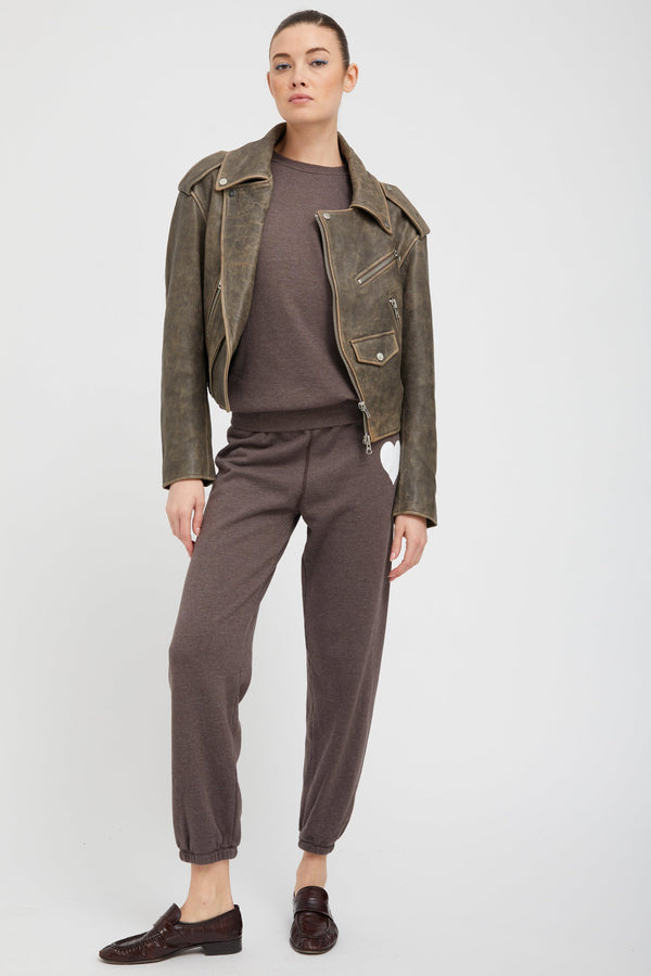 Sprwmn Grey Leather Biker Jacket Grey