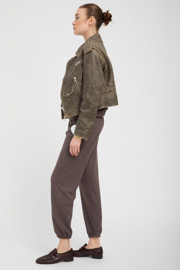 Sprwmn Grey Leather Biker Jacket Grey