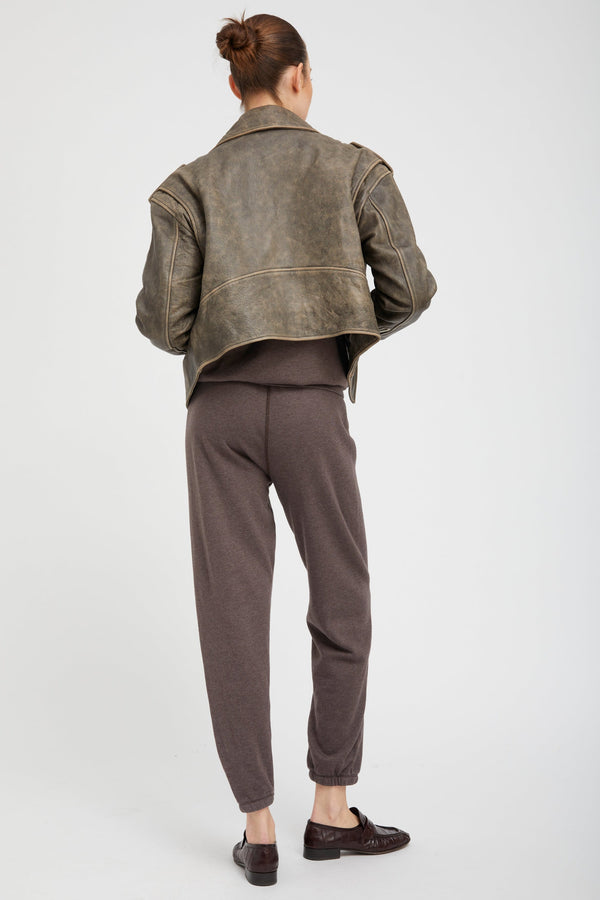 Sprwmn Grey Leather Biker Jacket Grey