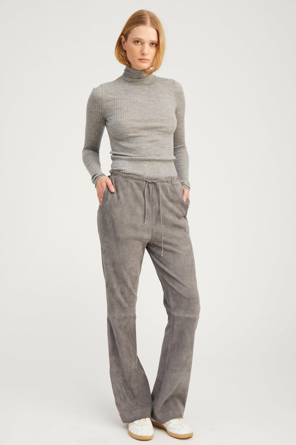Sprwmn Grey Suede Straight Leg Pants CASTLE GREY