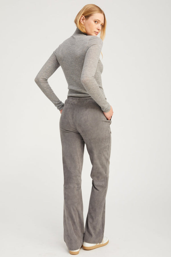 Sprwmn Grey Suede Straight Leg Pants CASTLE GREY