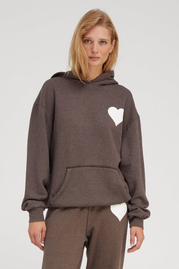 sprwmn Heart Hoodie Heather Brown