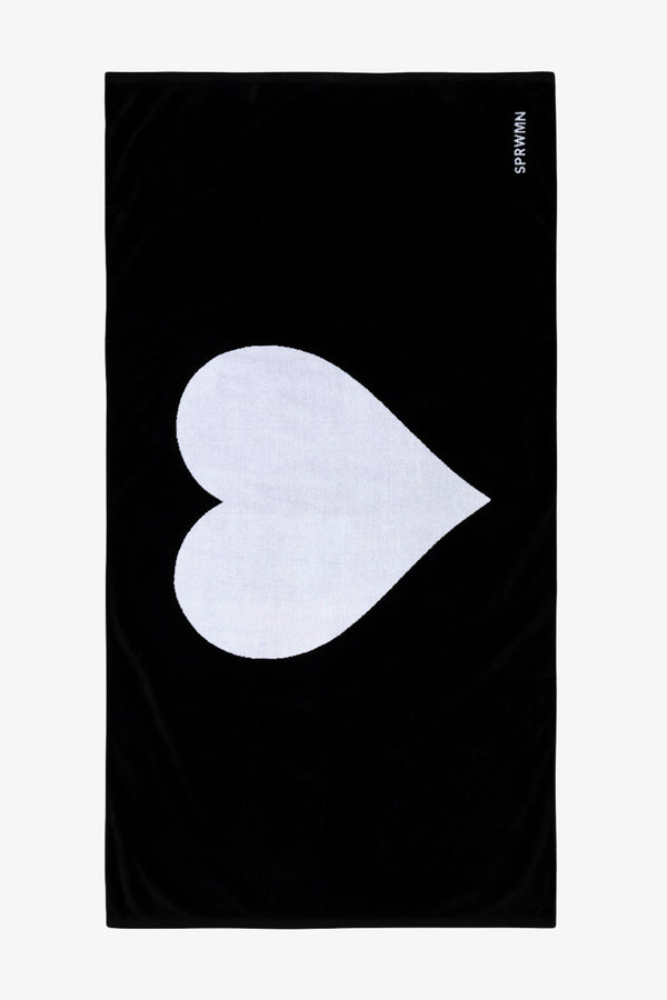 Sprwmn Heart Logo Beach Towel BLACK/WHITE