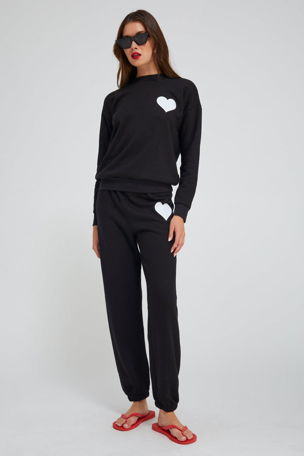 sprwmn Heart Sweatpants Black