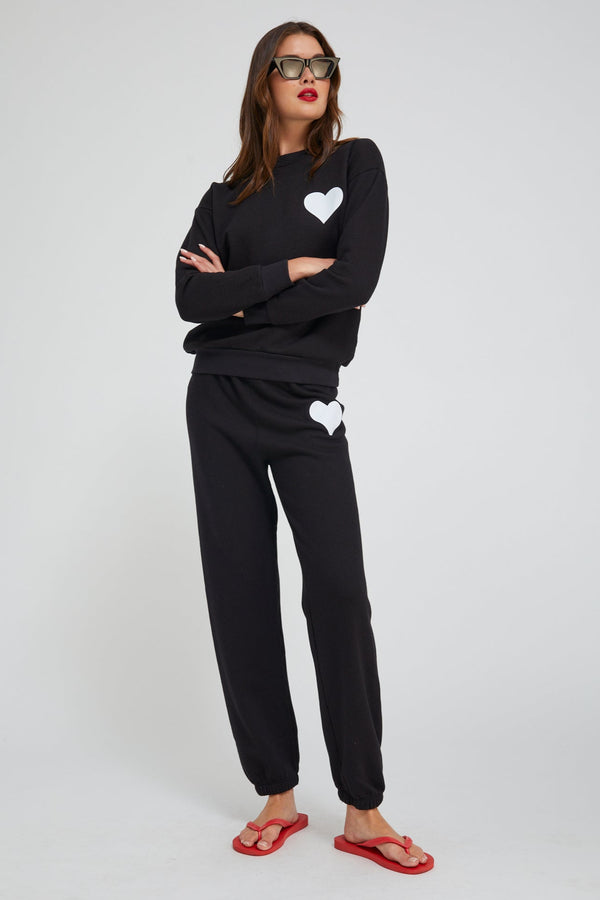 sprwmn Heart Sweatpants Black