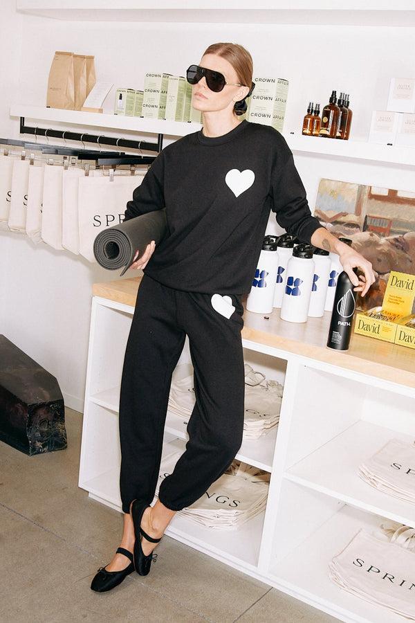 sprwmn Heart Sweatpants Black