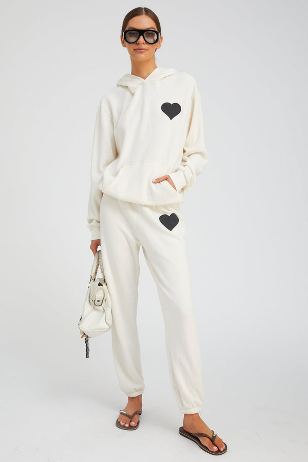 sprwmn Heart Sweatpants CREME/BLACK