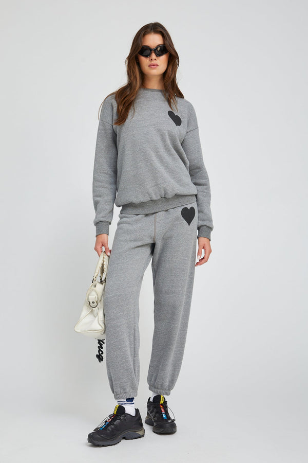 sprwmn Heart Sweatpants HEATHER GREY/ BLACK