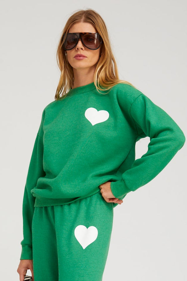 sprwmn Heart Sweatshirt KELLY GREEN