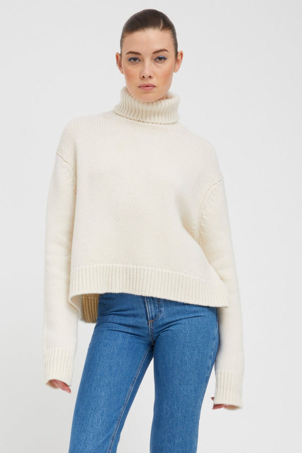 sprwmn Heavy Cashmere Turtleneck Sweater Chalk