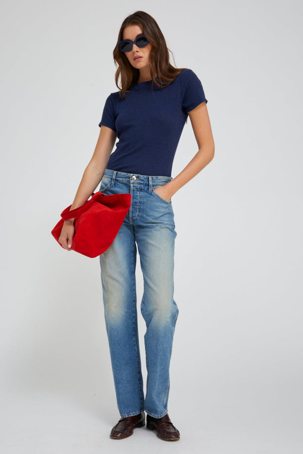 Sprwmn Indigo Cotton Baby Tee INDIGO