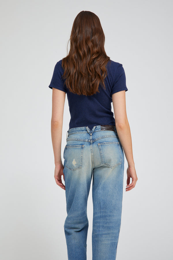 Sprwmn Indigo Cotton Baby Tee INDIGO