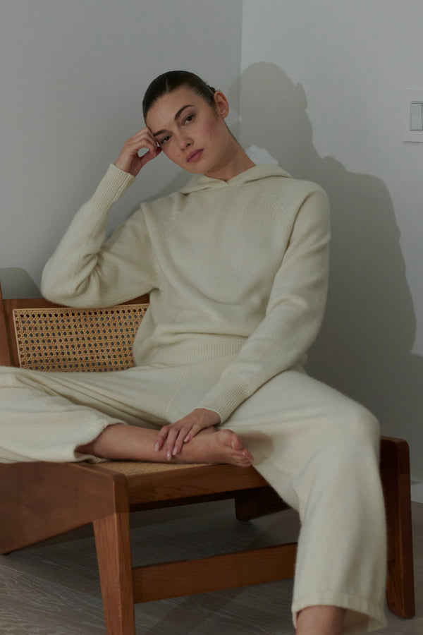 sprwmn Ivory Cashmere Hoodie Ivory