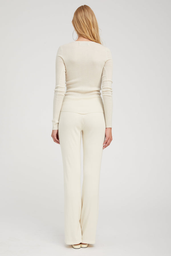 Sprwmn Ivory Cashmere Long Sleeve Baby Tee Ivory